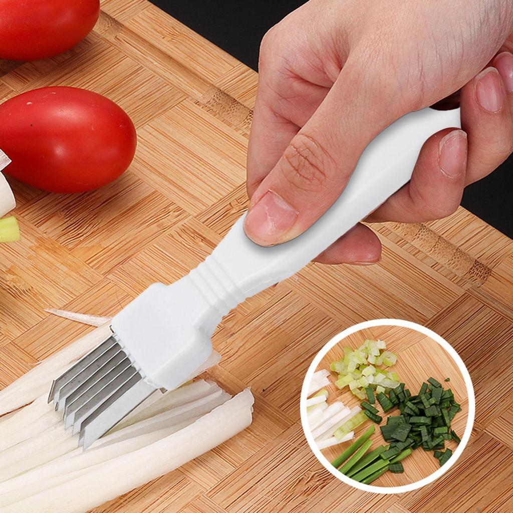 Hackad Grönlök Kniv Lökkniv Grönsakshackare Skivare Multiskivare Grönsaksverktyg Multifunktionell Rostfritt Stål