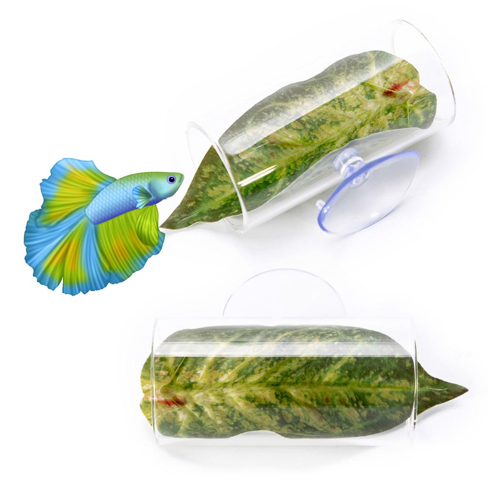 Silicone Leaf with Tunnel Suction Cup for Fish Tanks Resting Leaves Colorful Plant Decoration for Fish Tanks Ornaments