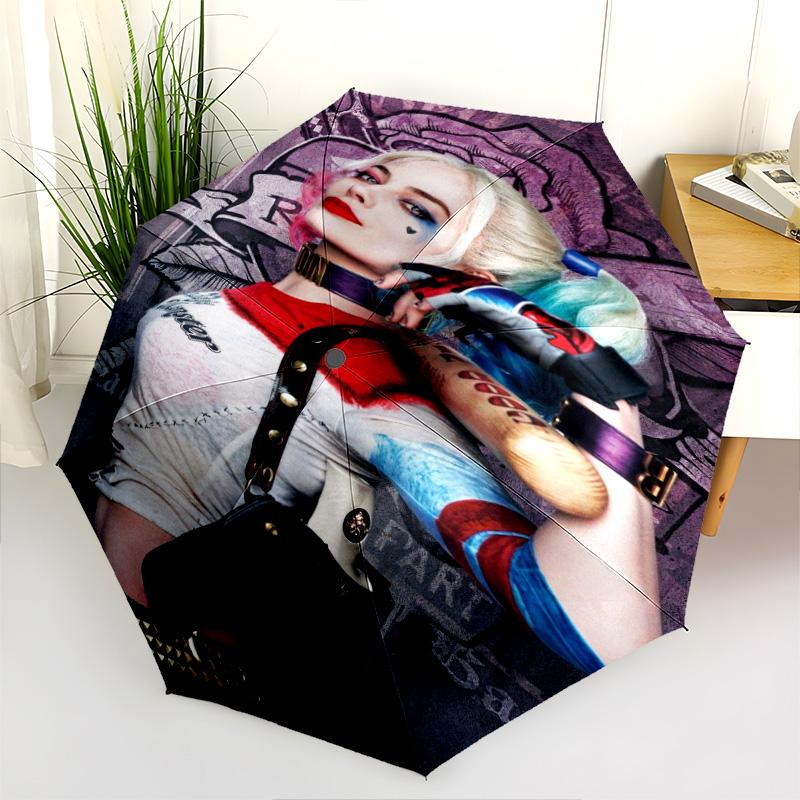 Harley Quinn Graffiti Art Folding Umbrella 8 Paraphenoid Bones Durable Outdoor Printing Light