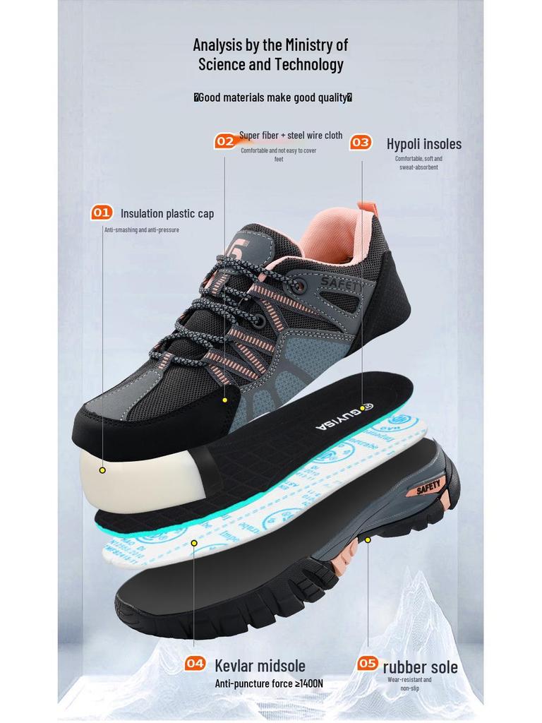 2025 Damen Atmungsaktive Isolierte Geruchshemmende Elektriker Schuhe mit Zehenschutzkappe aus Kunststoff, Anti-Quetsch- und Durchtrittsschutz