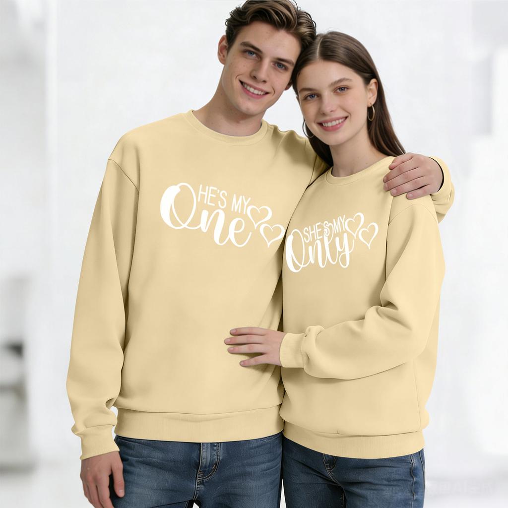 Men's Round Neck Long Sleeve Top, Unisex, Couple Casual Sports Top Set