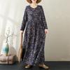 Autumn Literary Plus Size Loose Print Round Neck Long Sleeved Dress for Women Dresses