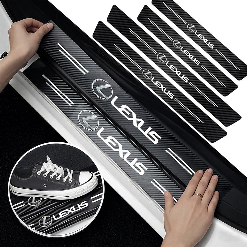 1/4/5Pcs Car Door Sill Scuff Plate Decor Carbon Fiber Stickers For Lexus F SPORT ES RX NX LS UX LM LX GX LC RZ IS CT GS RC HS SC