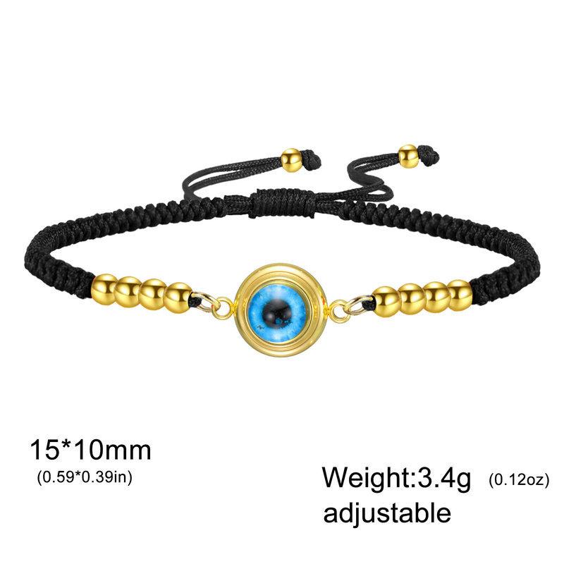 Evil Eye Bracelet With Real Eye Pendant Adjustable Pull Cord Hand Jewelry Fashion Accessory For Women And Men