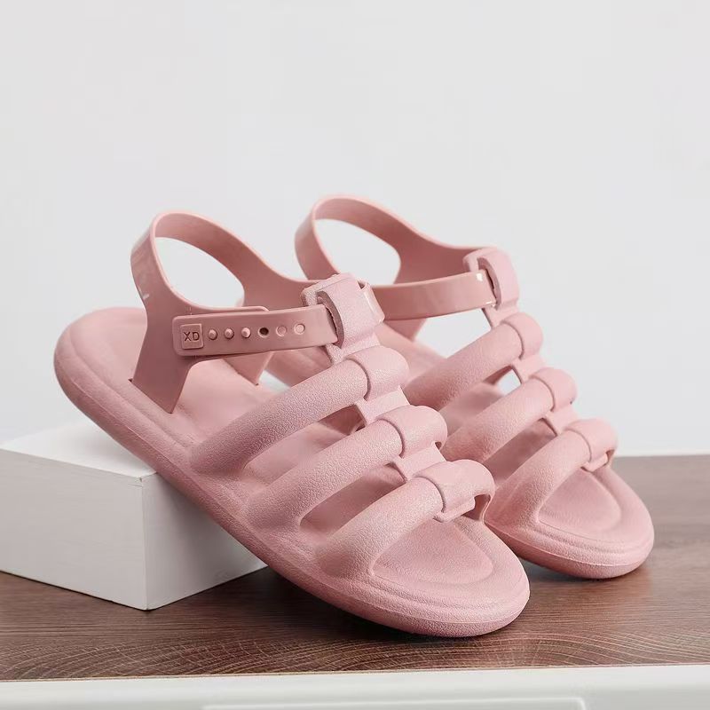 Women's Open Toe Flat Sole Beach Sandals Summer New Injection Molding Non Slip Waterproof Cave Sandals Light Vacation Sandals