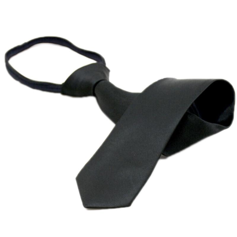 

Ледача краватка для хлопчиків, студентів, однотонна повсякденна весільна тонка краватка на блискавці чорний
