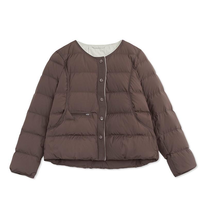Womens Lightweight Winter Duck Down Coat Black Beige Coffee Elegant Casual Warm Jacket