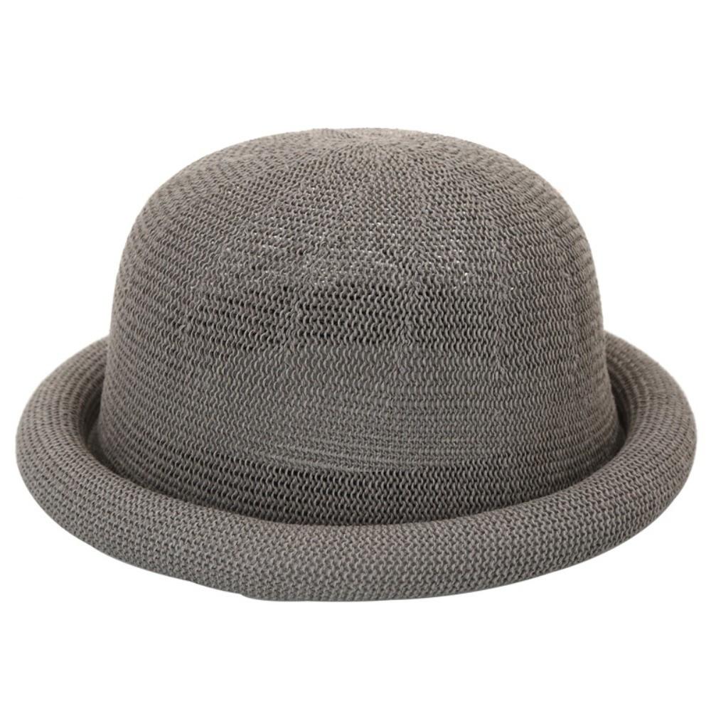 Raffia Weave Straw Sun Hat Short Brim Sun Visor Hat Elegant Roll Brim Hat  Spring Summer Season