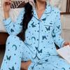 Womens Lightweight Long Sleeve Pajama Set With Open Front Cardigan Soft Milk Silk Sleepwear Home Comfort