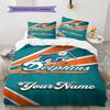 Name Custom Miami Dolphins Pattern Bedding Set Quilt Cover Pillowcase Home Decor Gift (1 * duvet cover + 2 * pillowcase, without core)