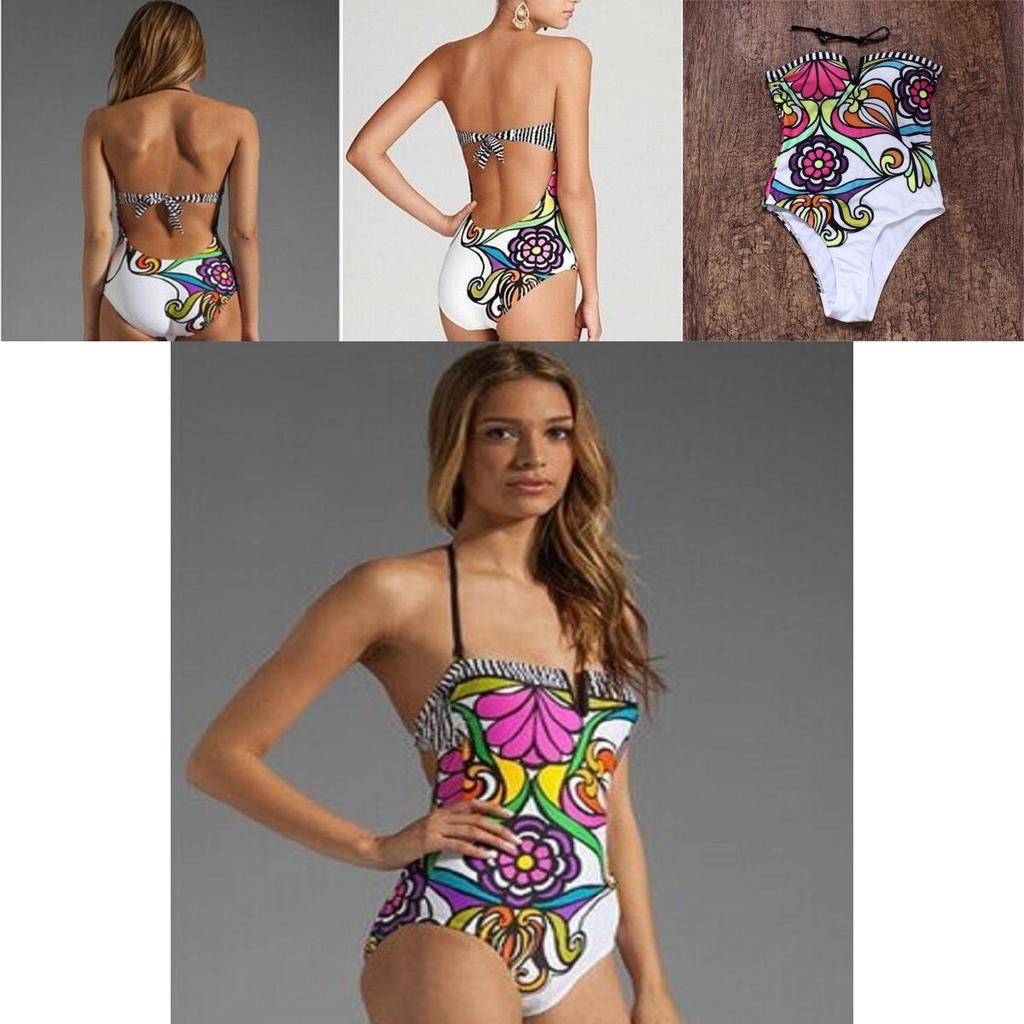 Bohemian Vintage Floral Printed One Piece Bathing Bikini Suit For Stylish Women