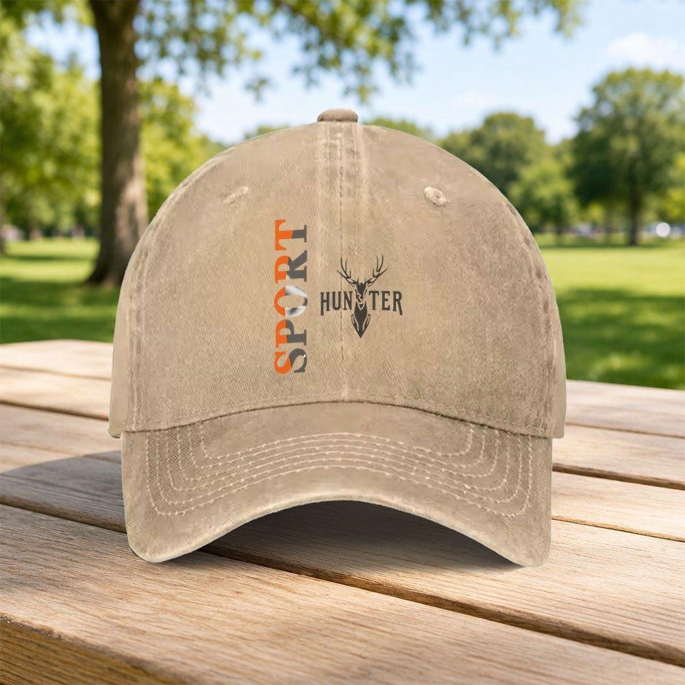 Classic Hunter Deer Head Baseball Cap Unisex Vintage Hook Loop Washed Cap for Unisex Women