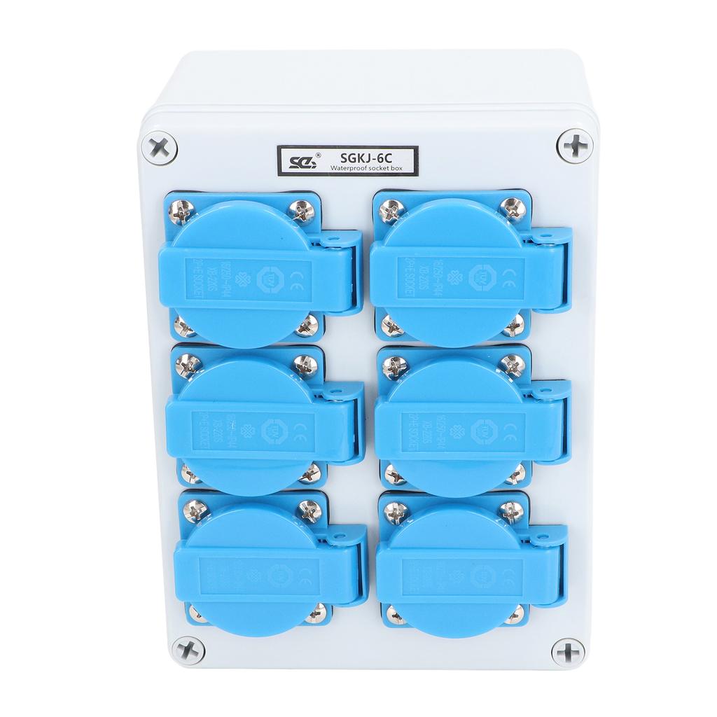 Gniazdo ścienne 6-krotne IP44 Wodoodporna obudowa gniazdka elektrycznego zewnętrzna Dystrybutor mocy 16A ze złączem