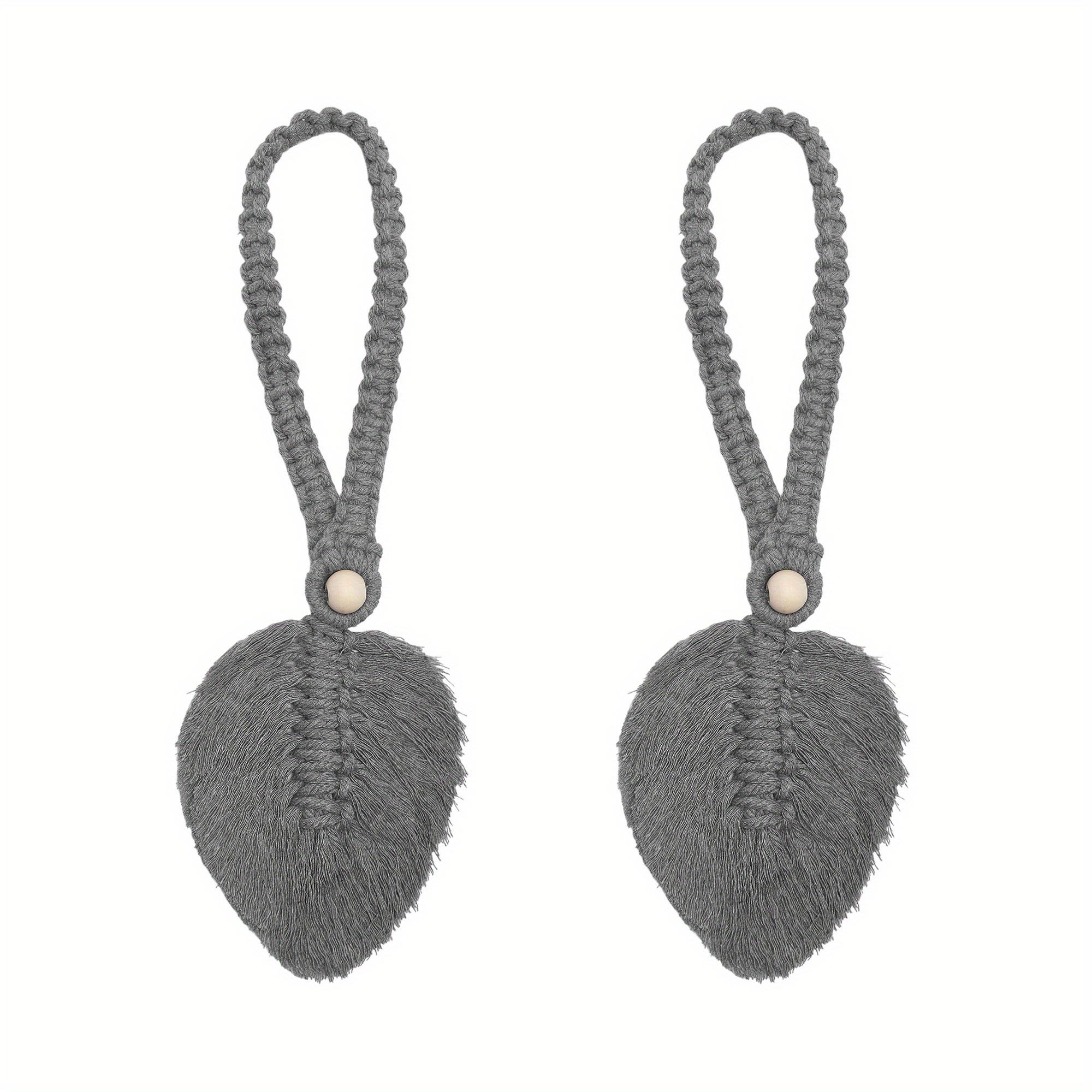 

2pcs [Stylish | Woven Hemp] Stylish Woven Hemp Rope Leaf Design Curtain Tiebacks | Solid Color Durable for Home Use