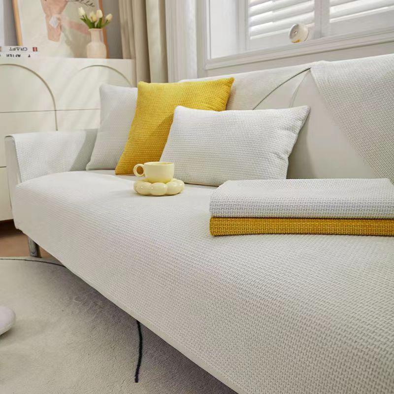 Chenille Sofa Cushion Simple Modern Solid Color Sofa Cover Four Seasons Universal Non-Slip Cushion Full Cover Cloth