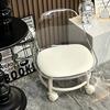 Acrylic Low Stool with 360 Degrees Swivel Wheels Faux Leather Cushion Roller Seat with Backrest Heavy Duty Rotating Mini Chair Seating Stool