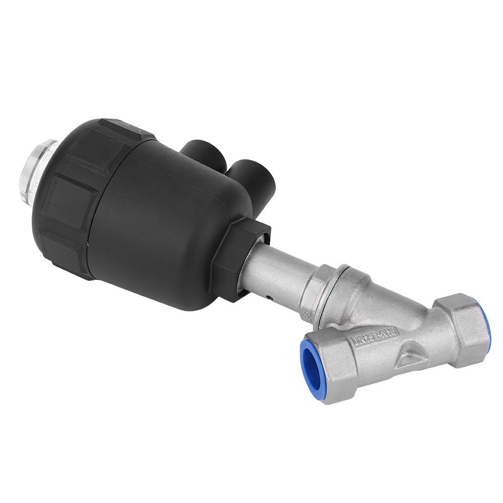 Angle Seat Valve Air Actuated Thread Connection Stainless Steel Thickened Plastic Case Steam Valve1 2in DN15