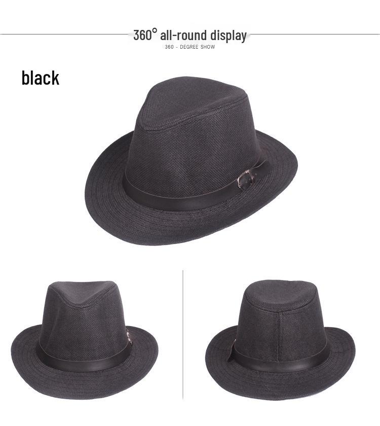 Unisex Solid Color Straw Jazz Hat - Outdoor Sun Protection for Men & Women