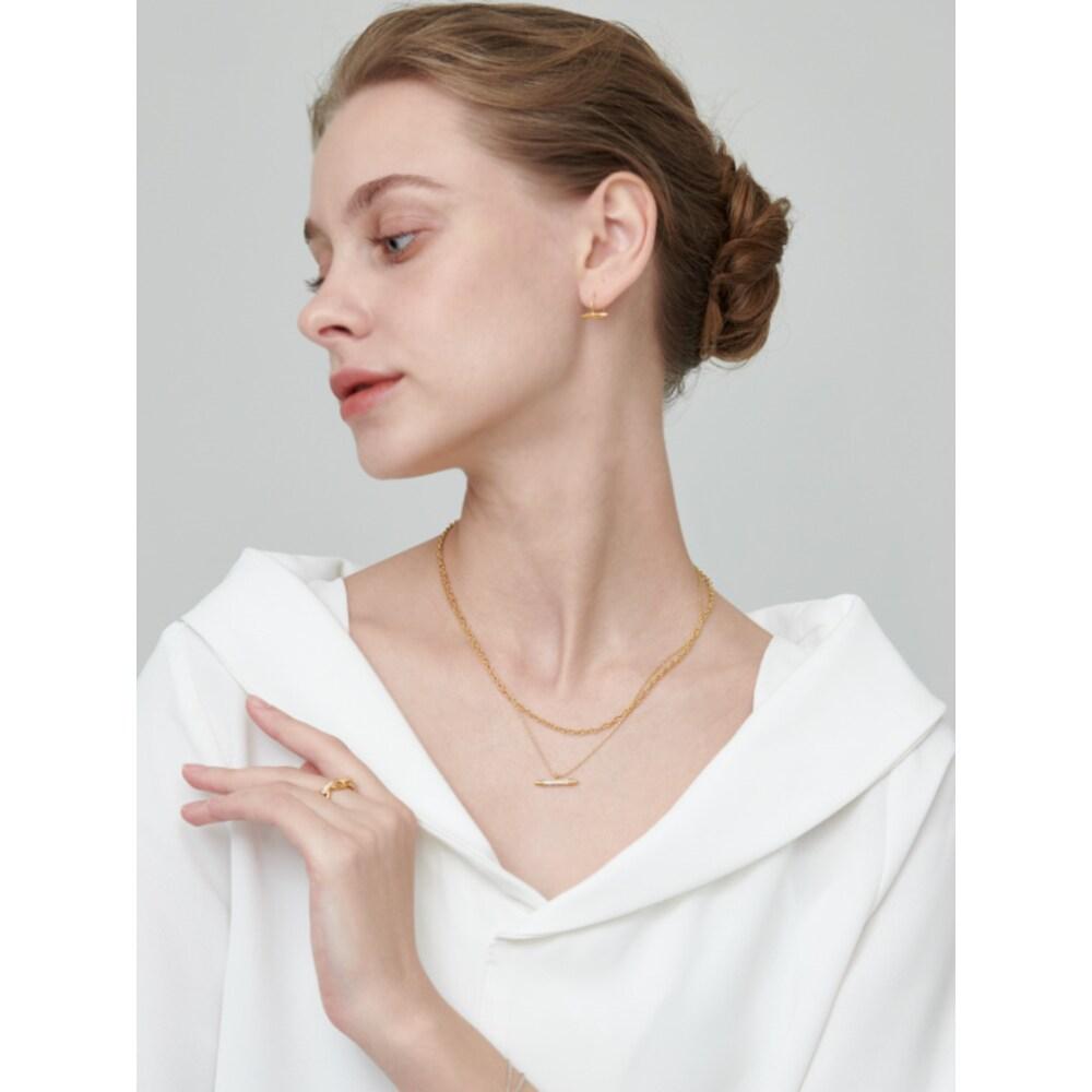 Urban Cubic Bar Layered Necklace Elbrnn163