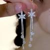 Rhinestone Long Tassel Earrings Flower Dangle Ear Studs New Diamond Earrings Gifts