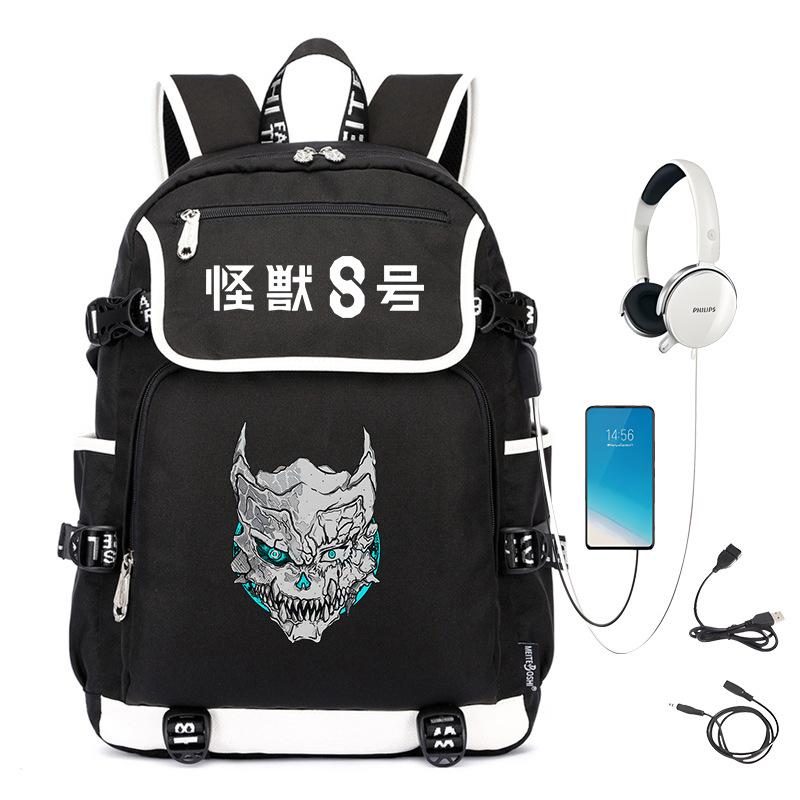 Monster No. 8 Peripheral Personalized Printed Backpack with USB Interface Cross-border Korean Edition Student Leisure School Bag