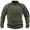 Men's Long-Sleeve Warm Tactical Sweatshirt with Stand-Up Collar, Solid Color, European Size for Spring and Autumn.