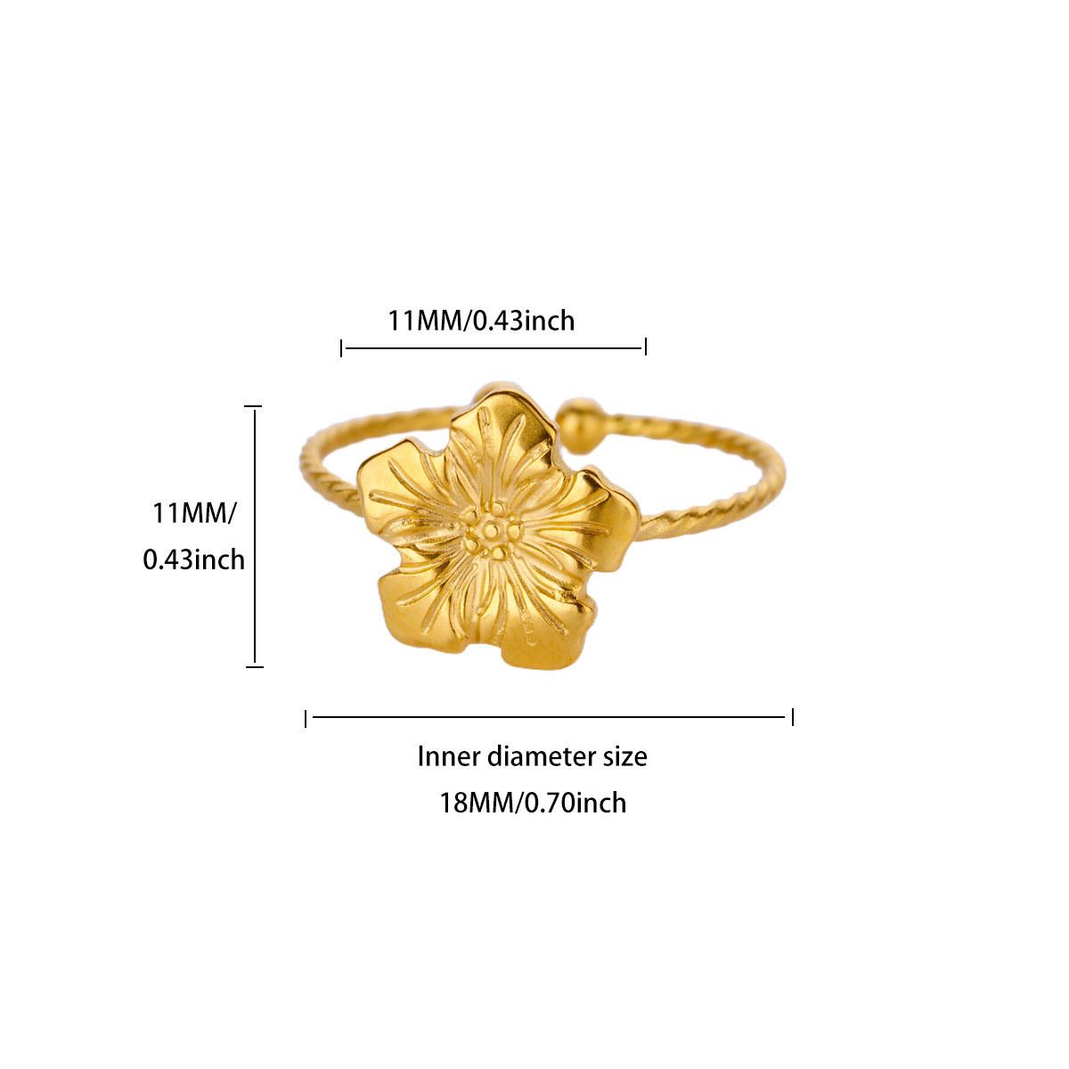 

Wind real gold stainless steel zircon ring women s pastoral style flower bow open ring jewelry