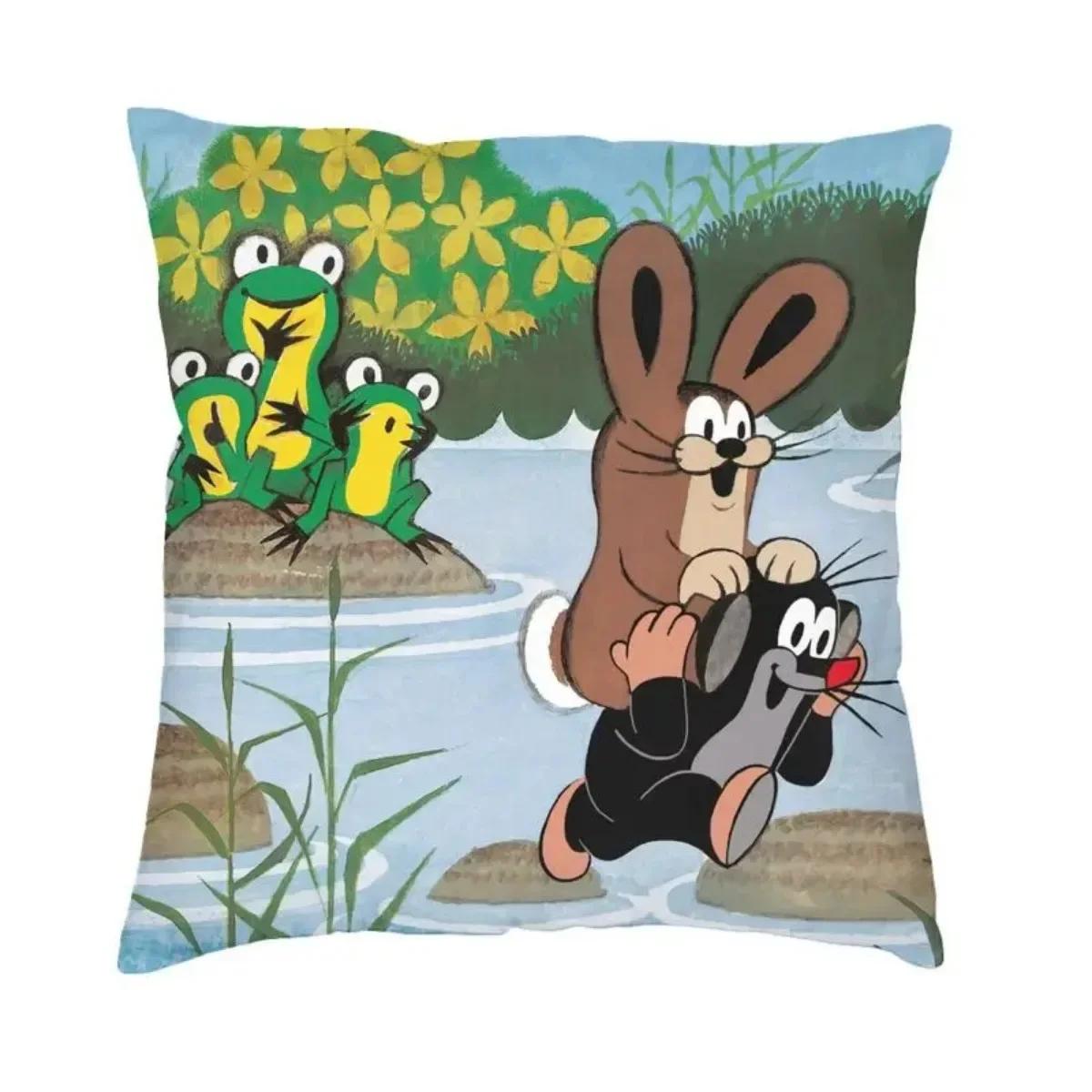 Мода Крот Наволочка Полиэстер Чешские Мультфильмы Кротик Крот Декоративная Подушка для Дивана Квадратная Наволочка Украшение Спальни 45x45cm красный