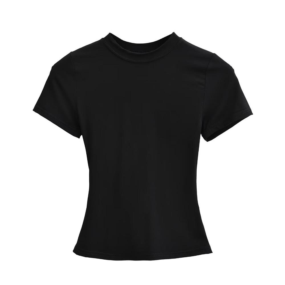 

Pullover Y2K Crop Top Women Korean Style Basic Tees Shirts Fashion Short Sleeve T-shirt Summer M чёрный
