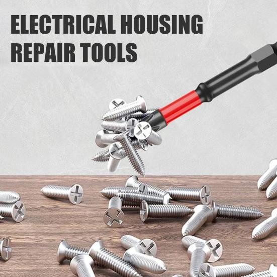 4/10Pcs Electricians Impact Screwdriver Bit Set 65mm 110mm Slotted Heads 1/4 Inch Hex Shank CNC Machined Metal Cross-Slot Screw Driver Drill Bits Kit