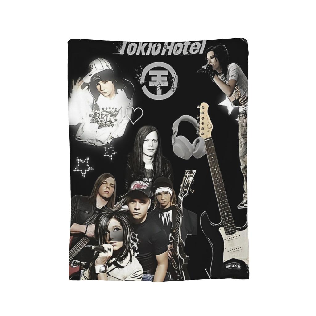 Coperta di Flanella Zimmer 483 Tokio Hotel Banda Rock Tour Moda Plaid per Letto Divano Divano 150*125cm Peluche Trapunta Sottile,