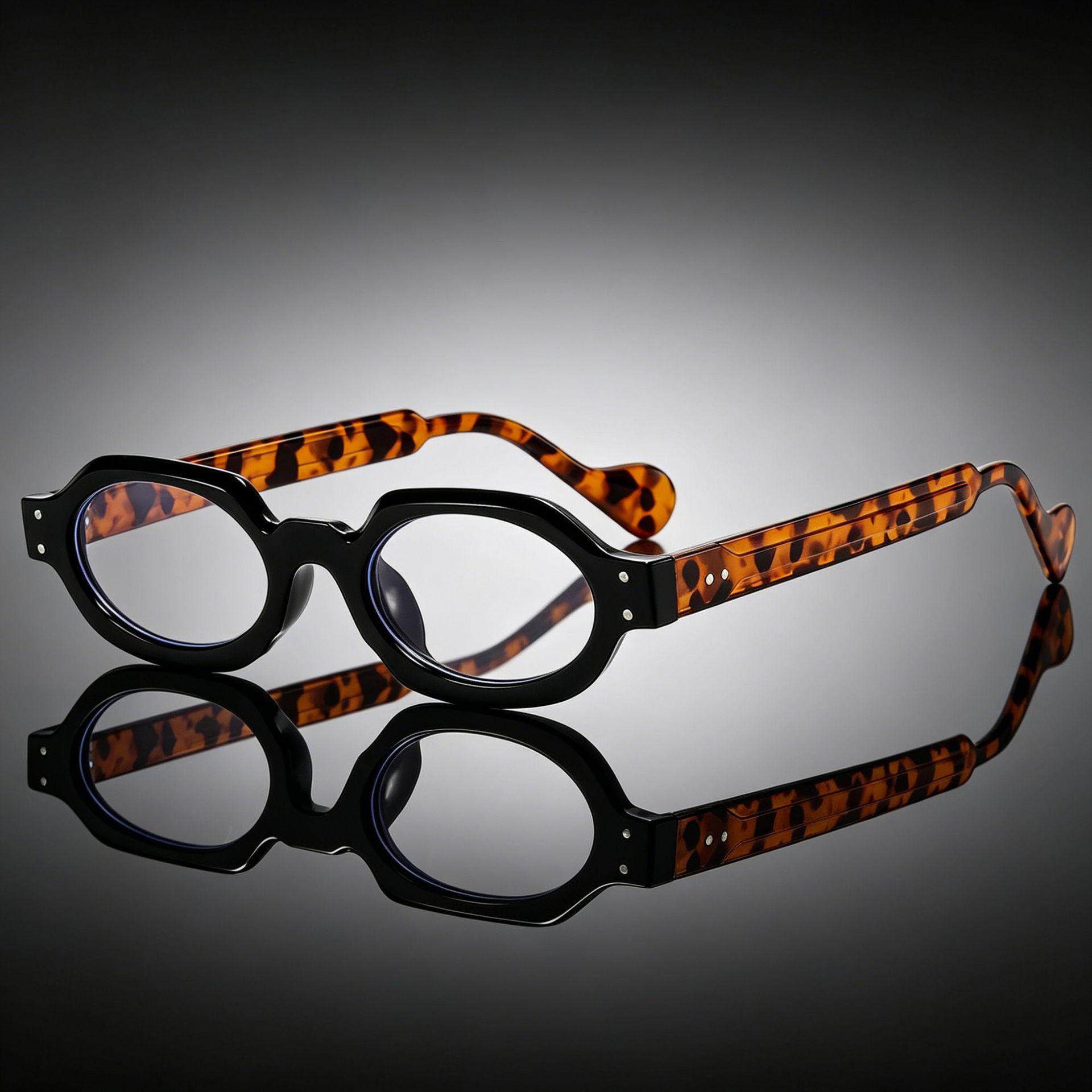 Unisex European Retro Round Blue Light Blocking Glasses - Color Block Design, Style 89295