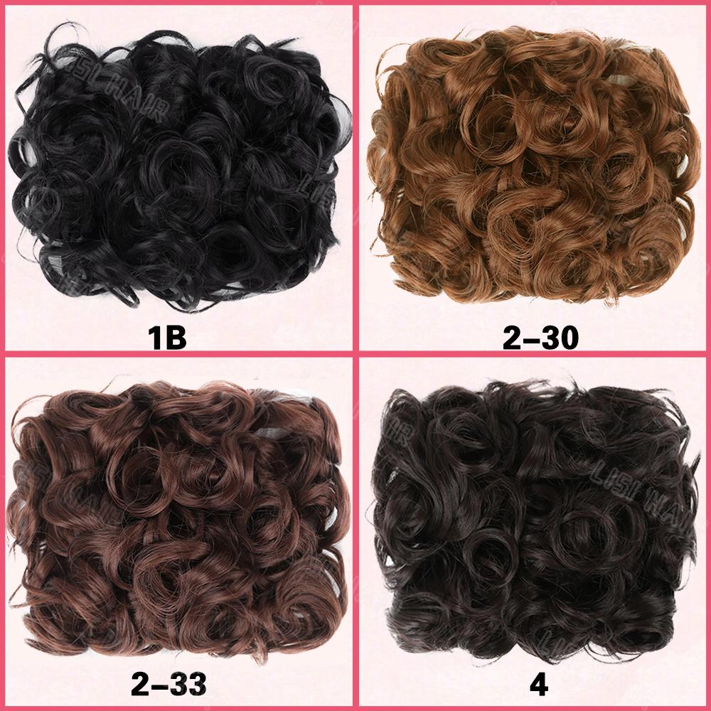 XINRAN Synthetischer Clip in lockigem Haar Dutt Pferdeschwanz Verlängerung Hochsteckfrisur Kämme Verlängerung Kurzer Dutt Perücke für Frauen Party Wear