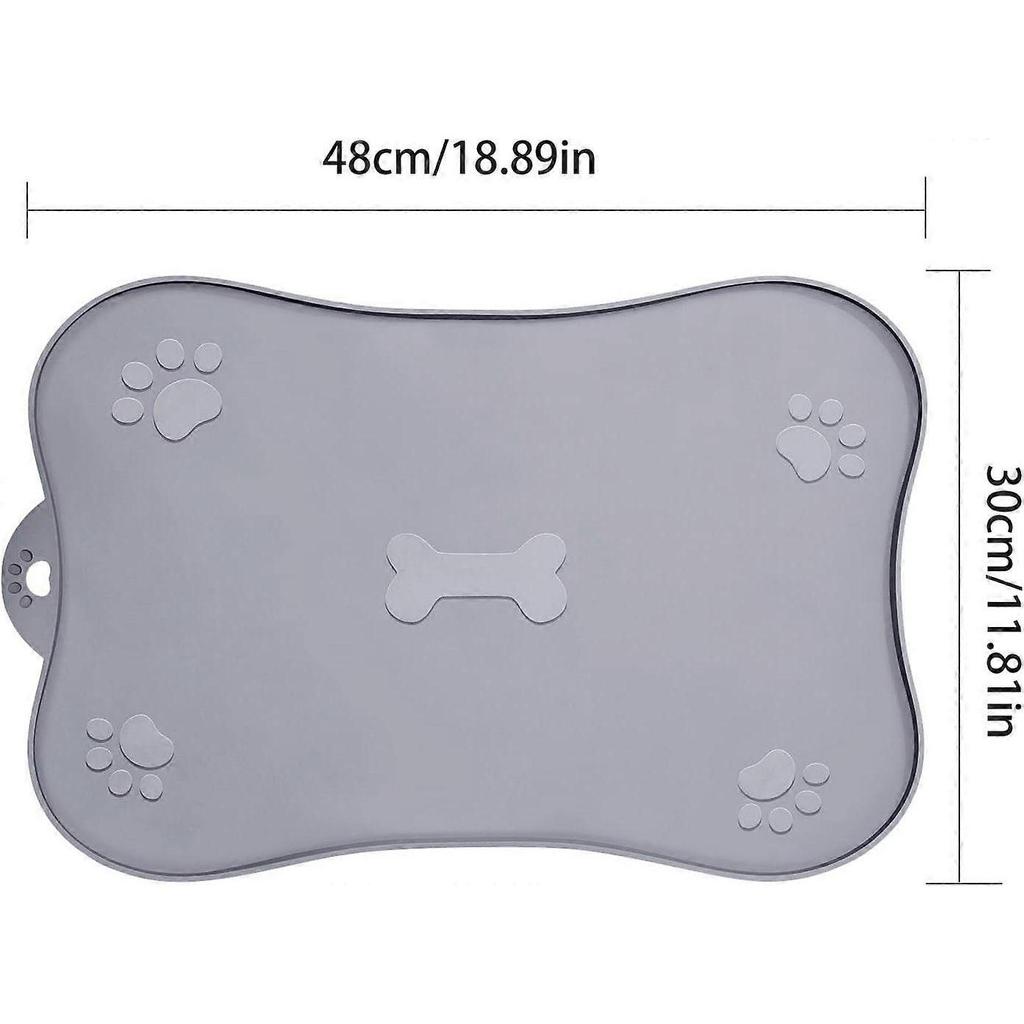 Shenrongtong Dog Bowl Mat, Bone Shaped Silicone Pet Placemat, Bone Shaped Non-Slip Silicone Feeding Mat for Small Dogs a
