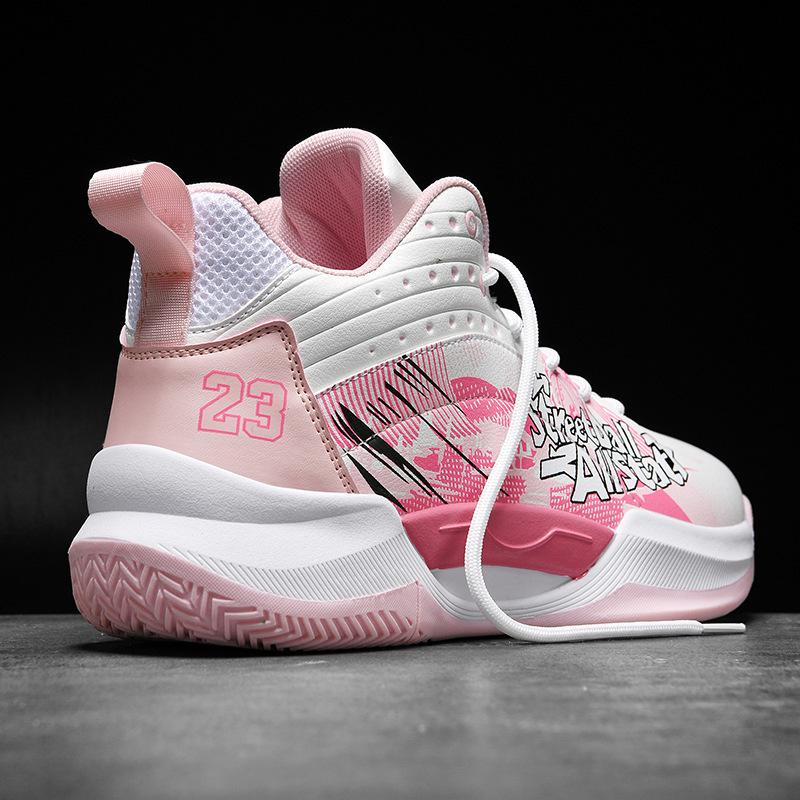 Mandarin Duck Pink Sao Basketball Shoes Boots High-top Boys and Girls Teenagers Primary and Secondary School Students Cement Ground Actual Combat Spo