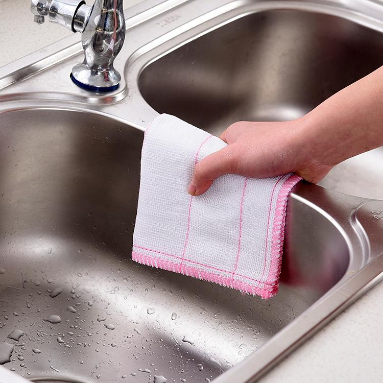 10/20PCS Kitchen Daily Dish Towel 5-layer Pure Cotton Cloth Thickened Absorbent Kitchen Cleaning Cloth Scouring Pad