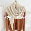 100% Wool Big Size Women Knitted Triangle Scarf Winter Thicken Warm Solid Color Designer Shawls Neckerchief Luxury Wrap Bufanda
