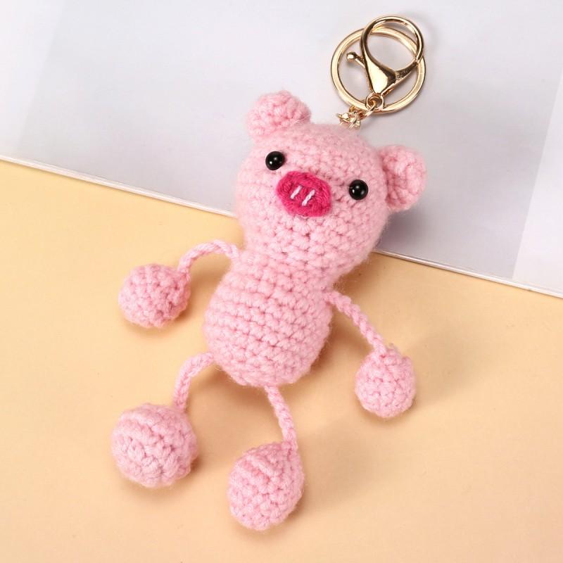 Funny Animal Doll Series Knitted Keychain For Bag Pendant Cute Animal Design Crochet Keychain Handmake Gifts Custom Accessories