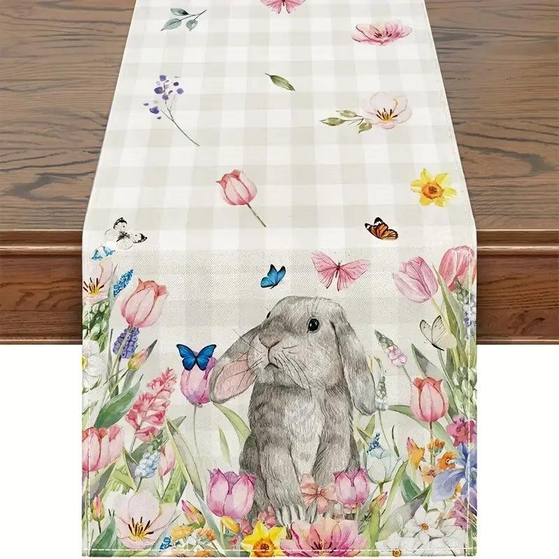 Easter Tablecloth Rectangular Shape Printed Tablecloth Linen Tablecloth Linen Easter Table Runner For Easter Celebration Party