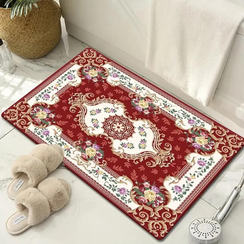 

VIKAMA Flannel Carpet BOHO Persian Entry Door Mat Entryway Rug Entry Vintage Rug Non-slip Washable Dirty Resistant Home Decor 40x60cm 16x24inch