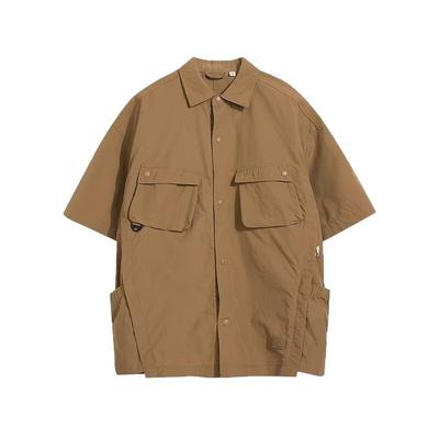New Summer Japanese Workwear Ultra-thin Fast-drying Solid Color Short-sleeved Shirt Retro Loose Versatile Top