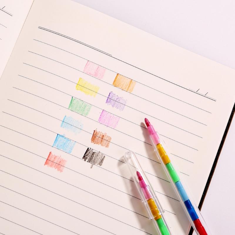 12Pcs Building Blocks Pen Crayon Building Blocks Crayon Oil Painting Drawing