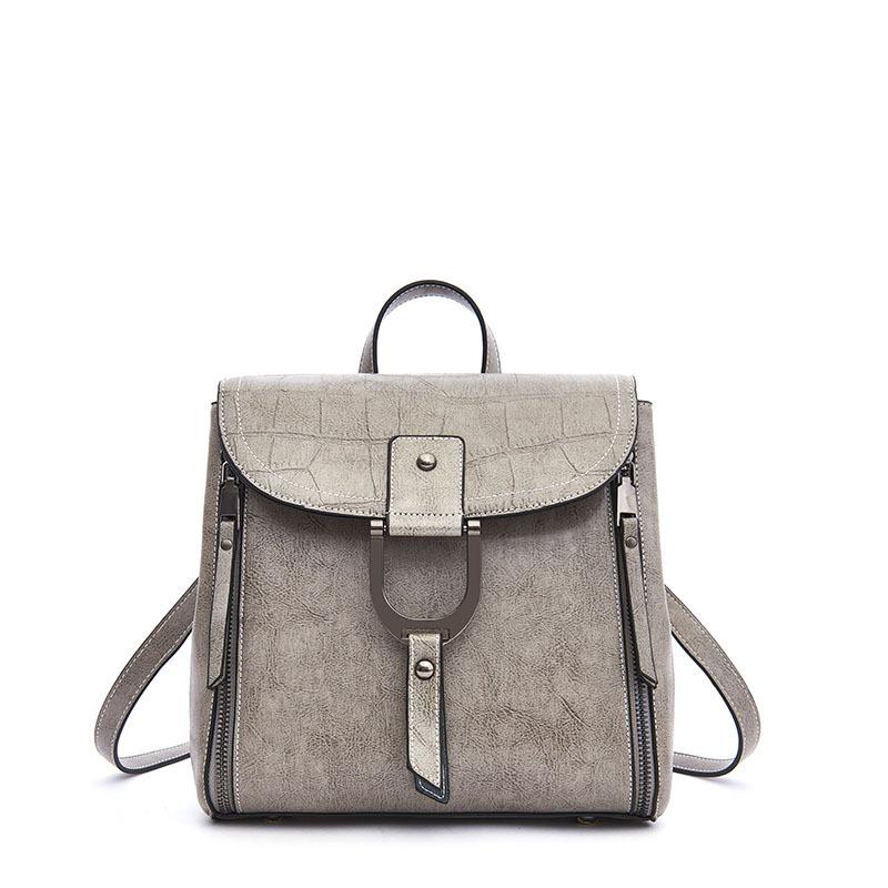 

Женские рюкзаки из натуральной коровьей кожи, повседневные дорожные сумки для леди, школьные сумки для девочек 23cm*12cm*23.5cm серый