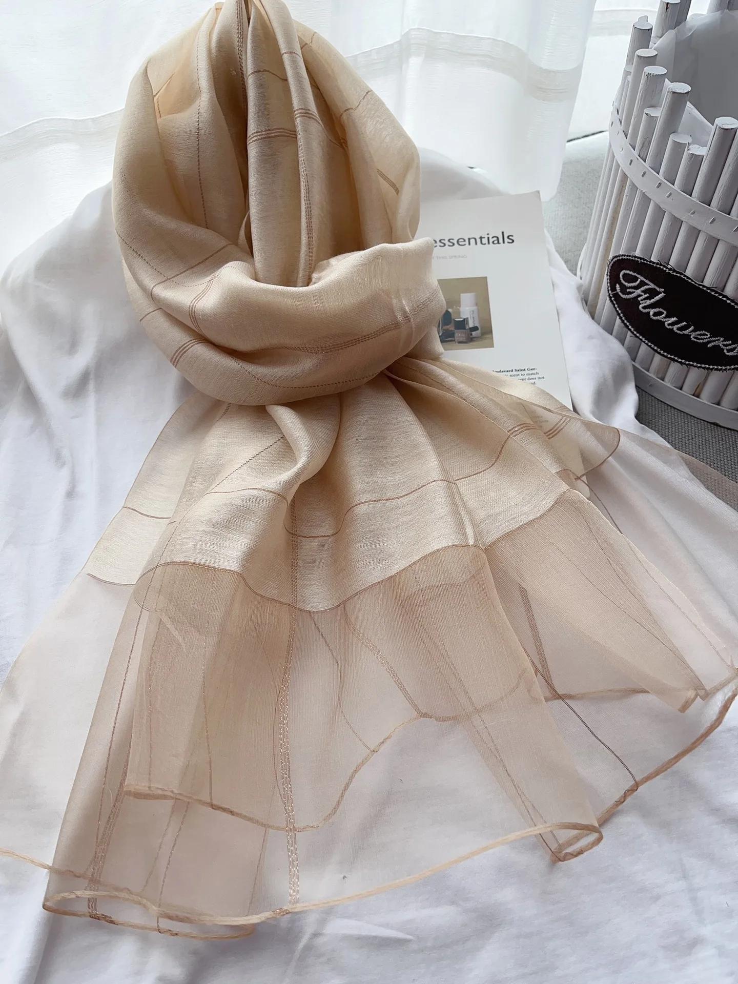 

Mulberry Silk Long Scarf for Women, Spring Autumn Lightweight Shawl Wrap,Elegant Luxury Accessory, Solid Color Fashion Versatile