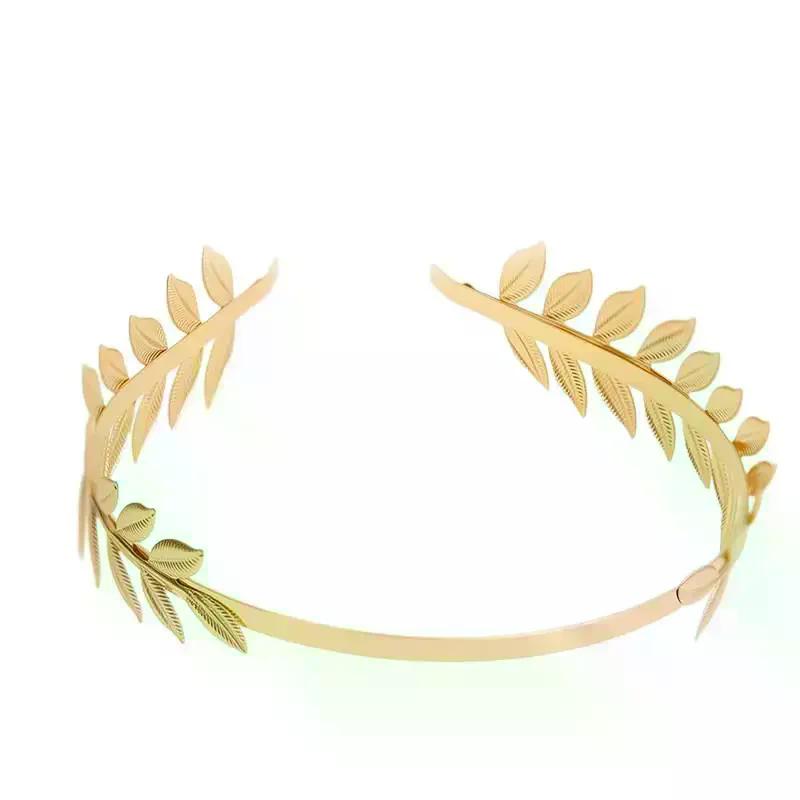 Nova Tiara Cor Dourada Retrô Folha Coroa Adorno de Cabeça Deusa Grega Joia de Cabeça Acessórios de Cabelo para Noiva Casamento