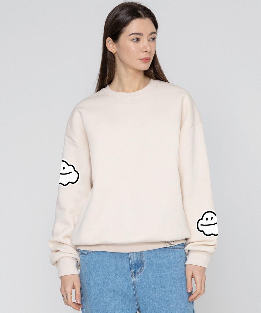 GRAVER [Unisex] Multi Cloud Smile Drawing Sweatshirt_Cream