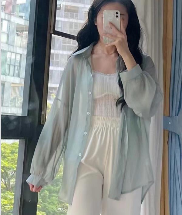 Women's Summer Cardigan – Ice Silk Sun Protection, Thin and Drapey Design Cover-up Top