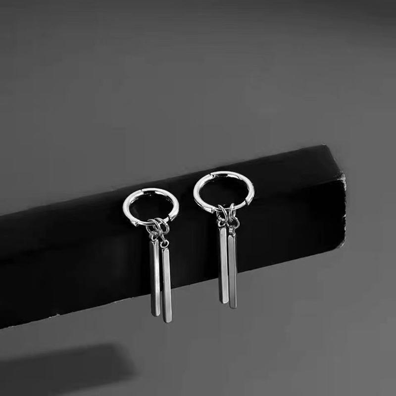 Fashion Punk Pop Earrings Square Bar Pendant Unisex Hoop Earring For Man Wome Minimalist Jewelry