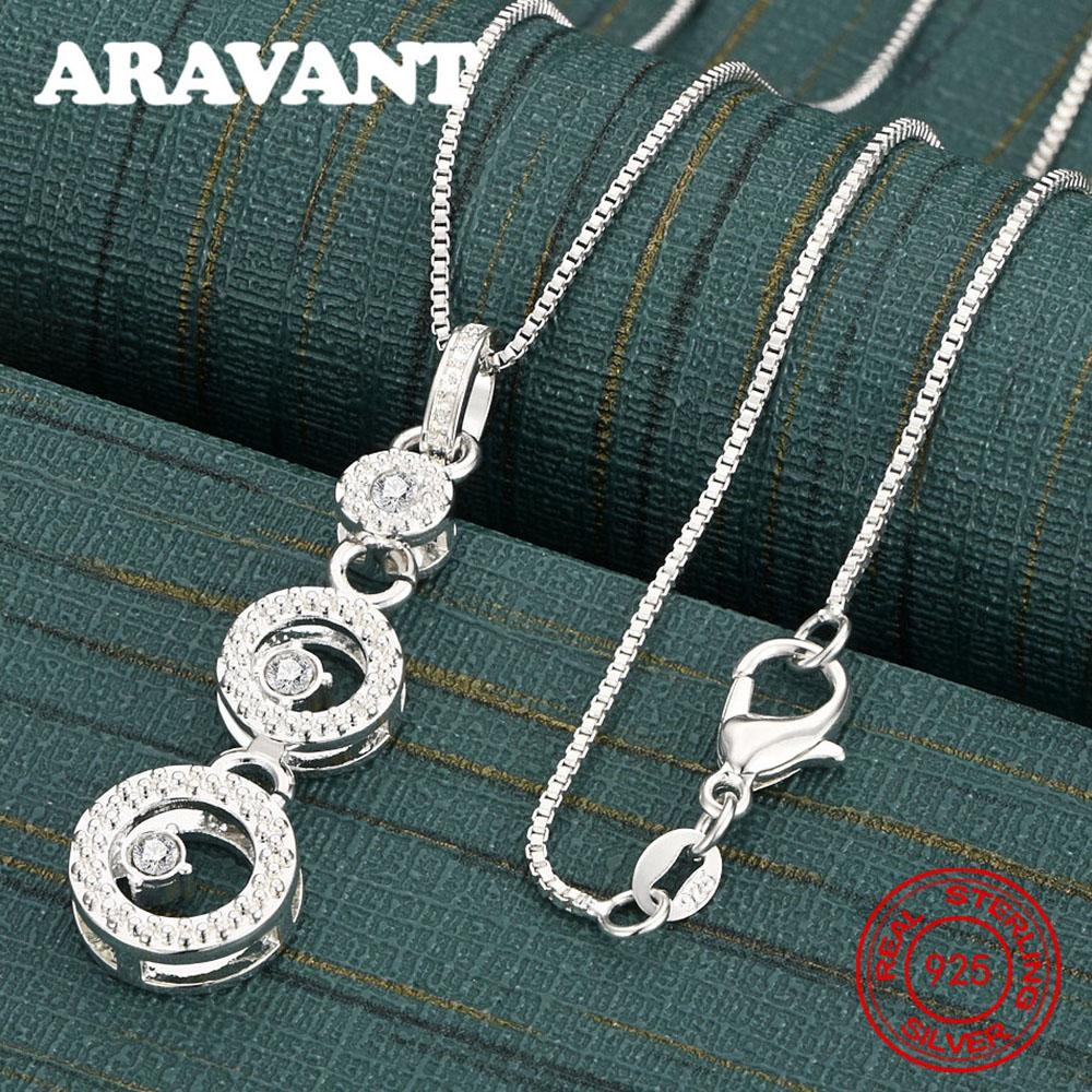 Copper Large And Small Round Inlaid Zircon Pendant Necklace Daily Accessories Women'S Simple And Elegant Jewelry