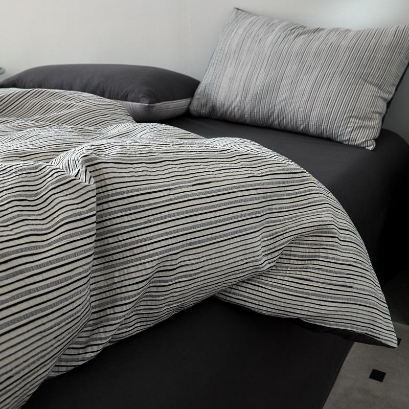 Pure Cotton Bedding Four-piece Set Skin-friendly and Breathable Washed Sheets Quilt Covers Pillowcases